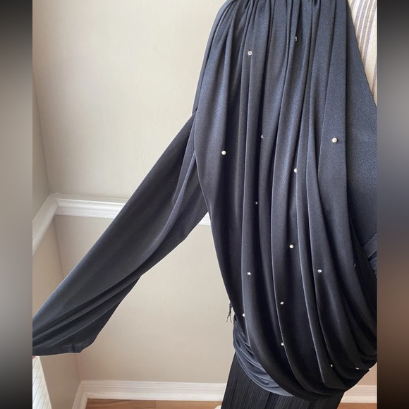 Vintage 1980s Nightworks Black Fringe Dress Wrap 80’s Plus Size 14 XL Dropwaist - Picture 4 of 12